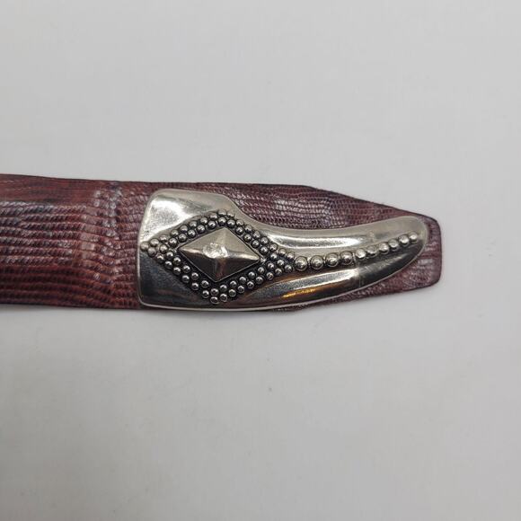 Burgundy Red Leather Belt 30 Western EXOTIC Reptile Iguana Cowboy Rodeo Mexico main image 10